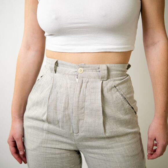 Vintage 70s MOD Georges Marciano Plaid Houndstooth Trouser Pants - 2 - Picture 4 of 12